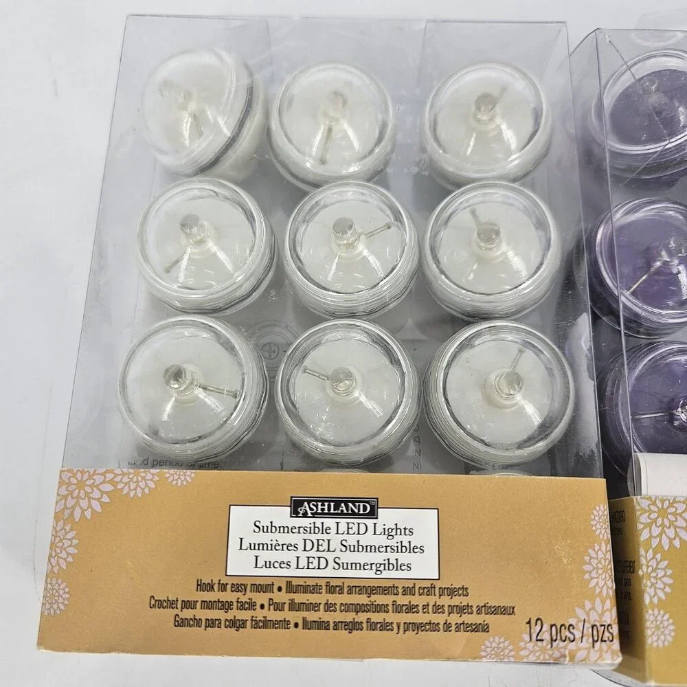 Ashland Submersible LED Flameless Candles 24 Ct White Purple Tealights Decor - Picture 2 of 8